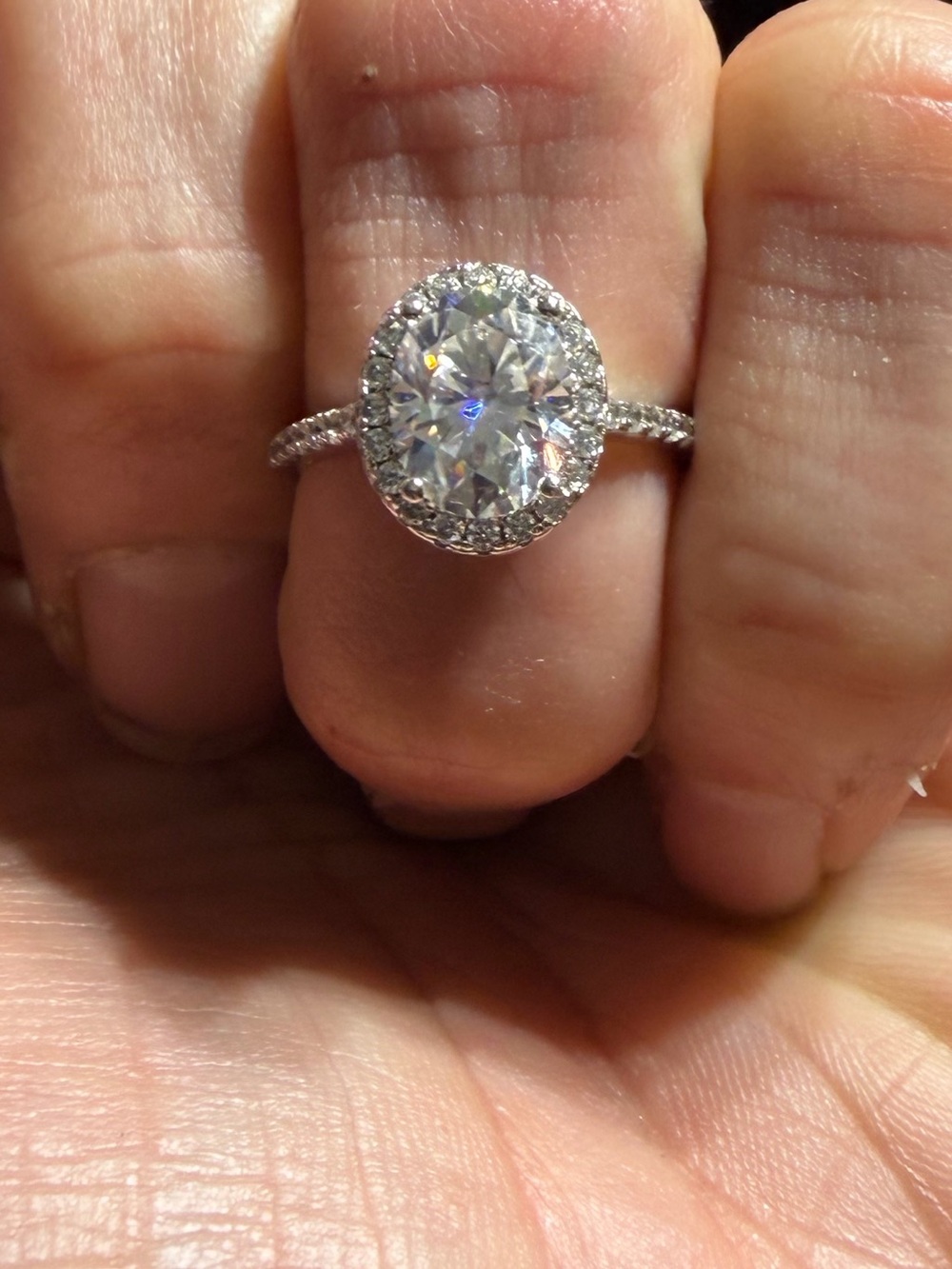 S925 Sterling Silver Halo Engagement Ring Size 6